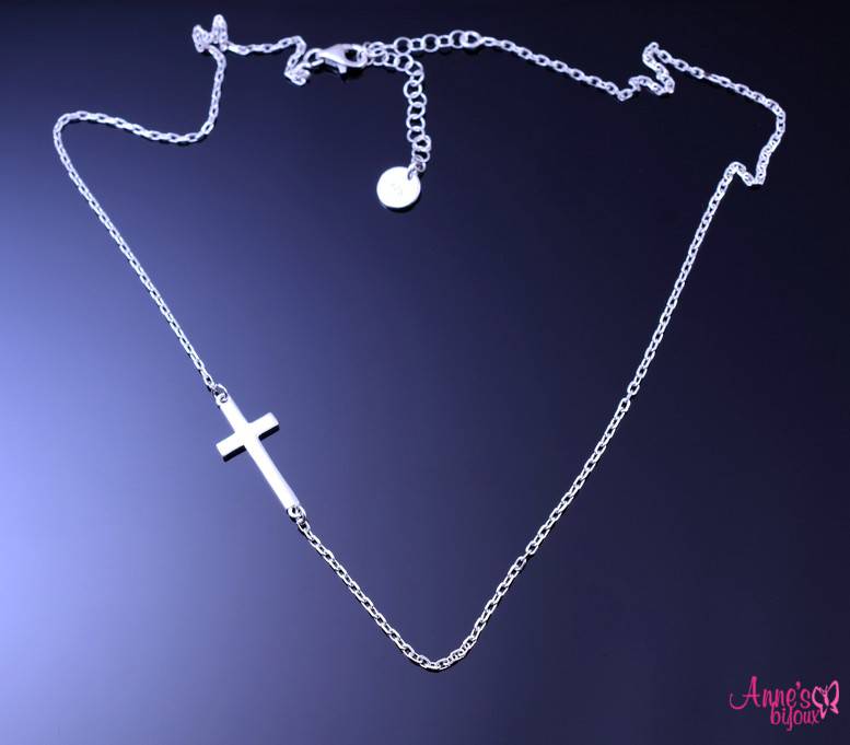 Colier Sideway Cross din argint-0