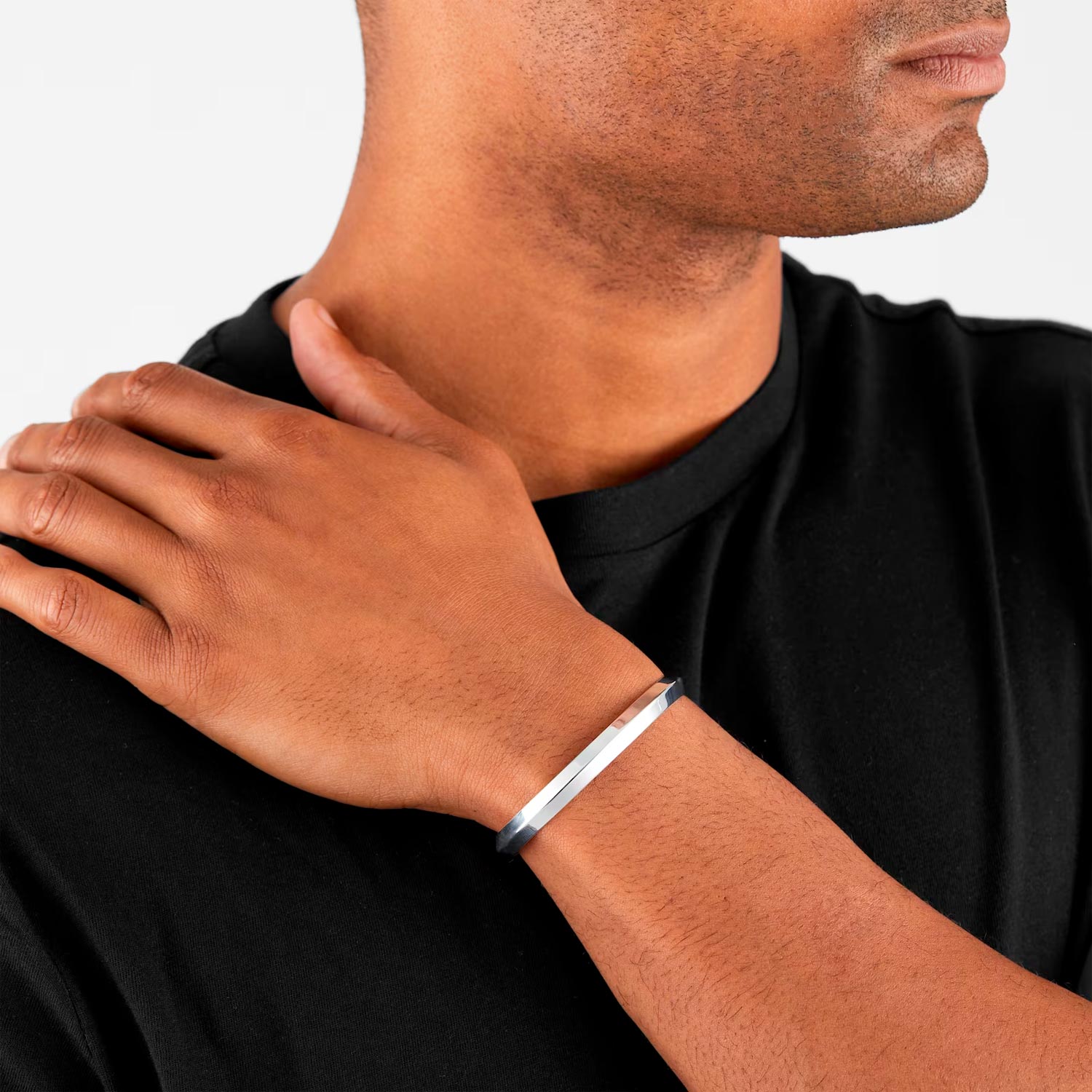 Silver Mens Open Cuff Bangle Goldsmiths - imagine 2